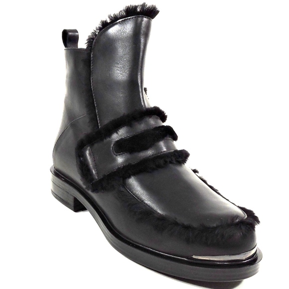 ALESSANDRO DI MARIA Black Leather Winter Bootie - Picture 7 of 8